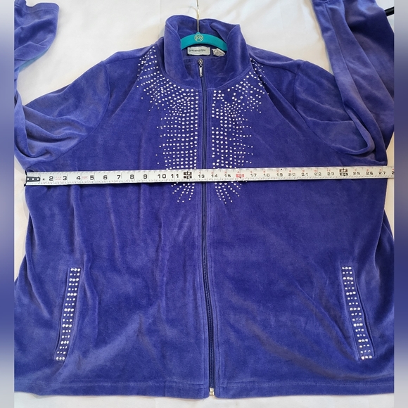 VTG 90s Glitterscope Purple & Rhinestone Valour Tracksuit Womens Plus Size 3x - Picture 7 of 11